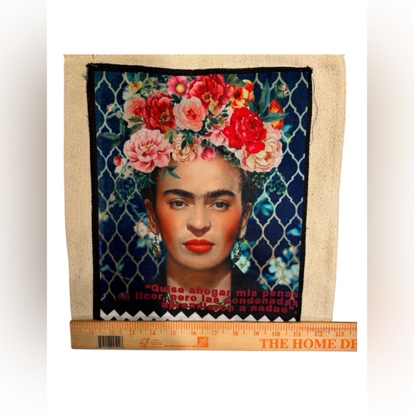 Handcrafted Frieda Khalo Floral Tote Bag - Picture 2 of 5